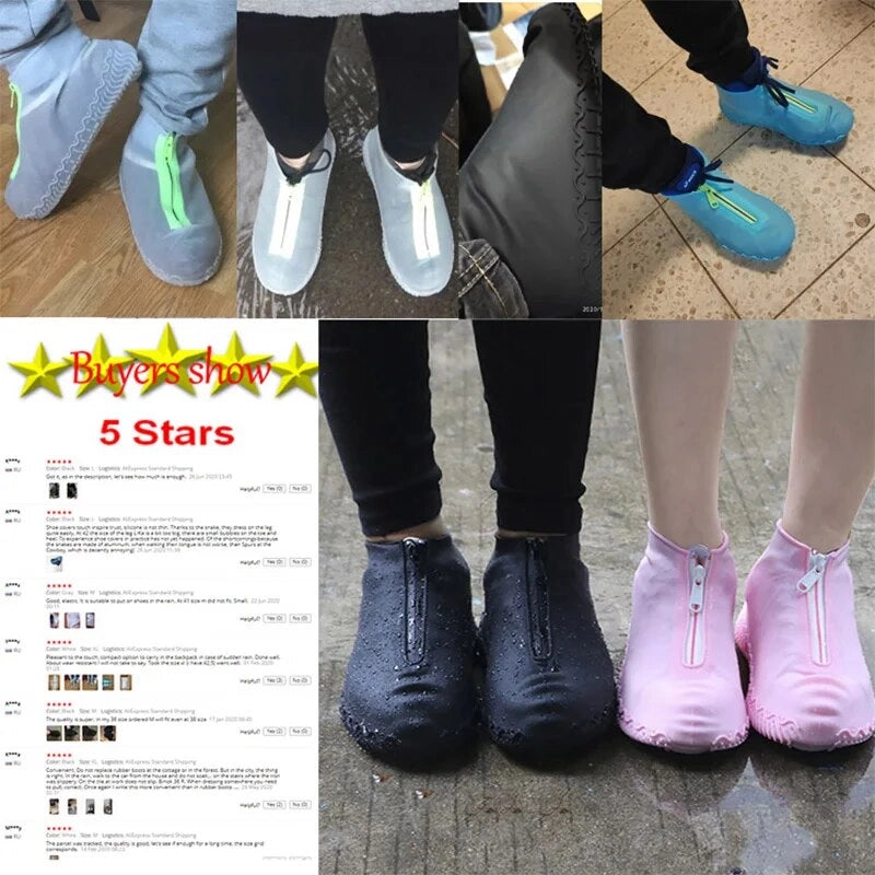 כיסויי נעלי סיליקון עמיד למים עם רוכסן לגברים ולנשים - מונע החלקה וניתן לשימוש חוזר