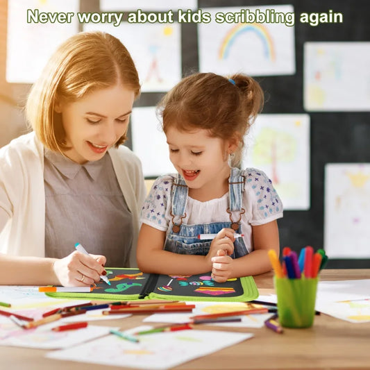 ספר ציור מחיק עם עטים קסומים – צעצוע חינוכי מונטסורי לילדים