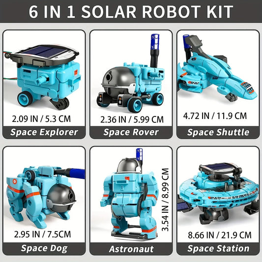 ערכת רובוט סולארי STEM 6 ב-1 – צעצוע חינוכי לבנייה, ניסויים מדעיים ומתנה מושלמת ליום הולדת!