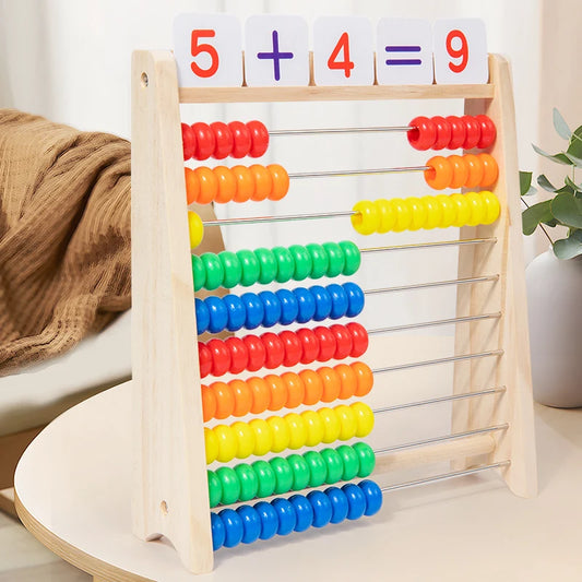 משחק עץ מתמטי – לוח ספירה עם 100 חרוזים, מקלות ספירה וכרטיסיות