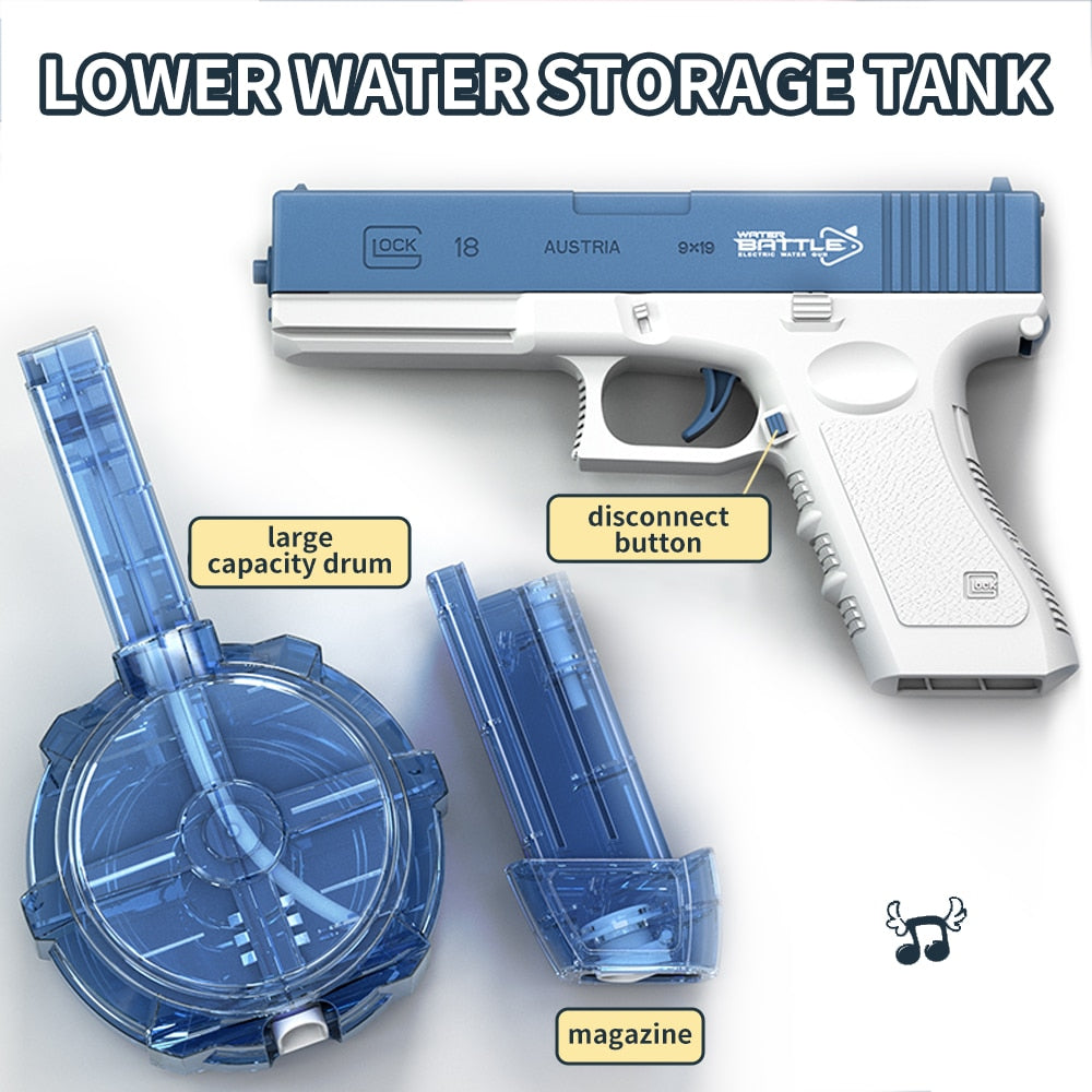 Un pistolet à eau électrique de haute qualité est chargé via un câble USB