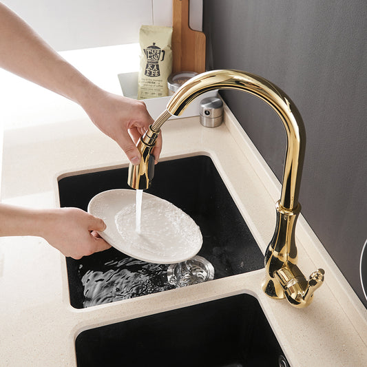 High-quality gold kitchen faucet with one handle