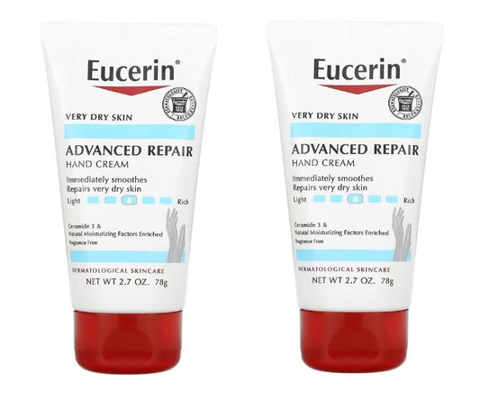 מארז של 2 יחידות- Eucerin ‏, קרם ידיים Advanced Repair, ללא חומרי ריח, 78 גר