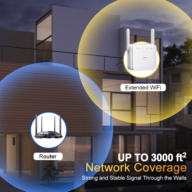 מגדיל טווח אלחוטי לאינטרנט WIFI בכל הבית 1200Mbps