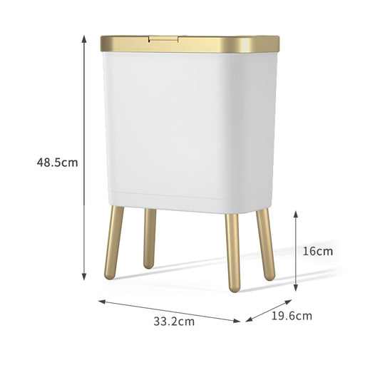 Trash can with a luxurious finish combined with gold color 15L