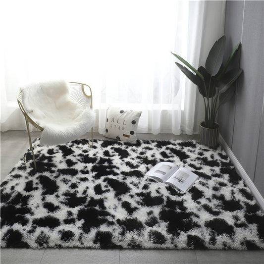 Black and white spotted rug model COW