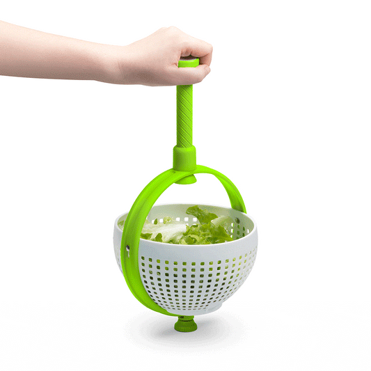 Patent for a rotating spinner strainer for drying salad